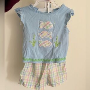 The Bailey Boys ~2 PC Plaid Fish Outfit Size 12 Months Toddler Girls Preppy